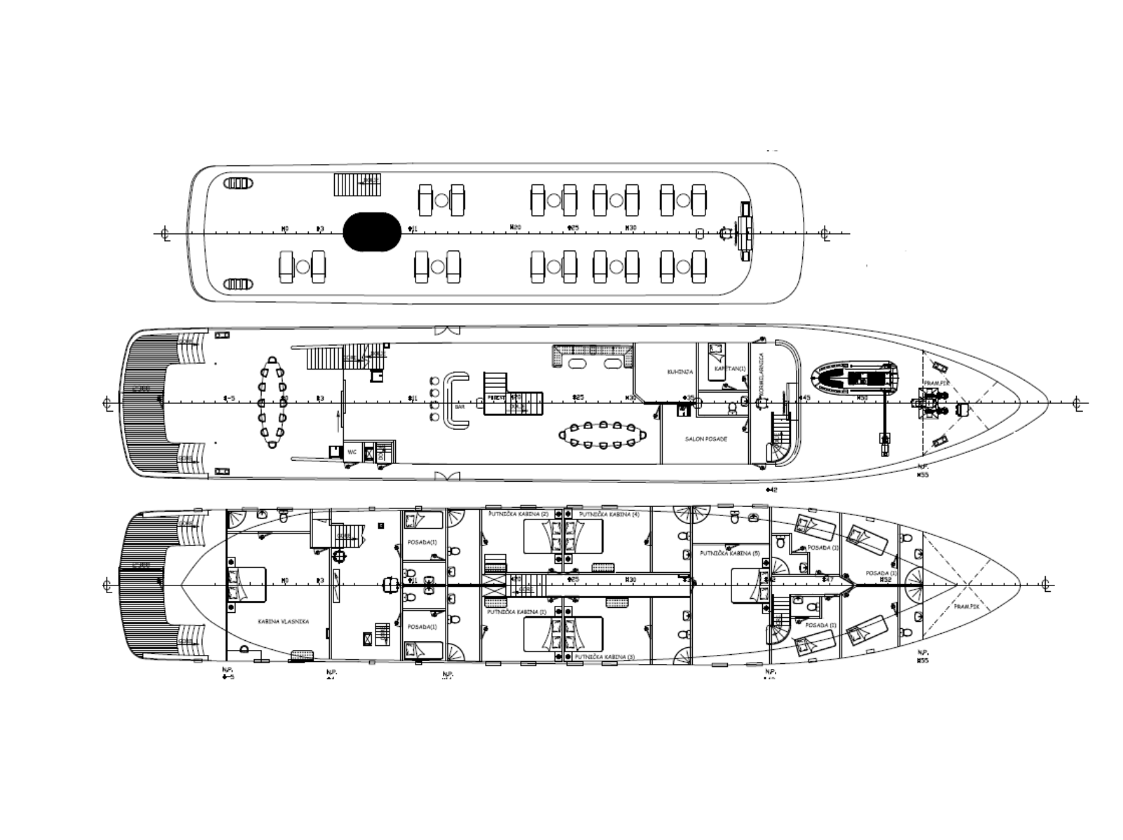 Deckplan of Anima Maris gulet in Croatia