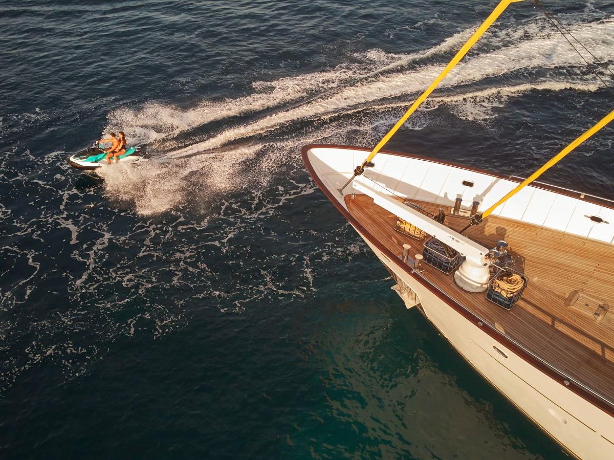 Jetskiing around the Anima Maris gulet in Croatia