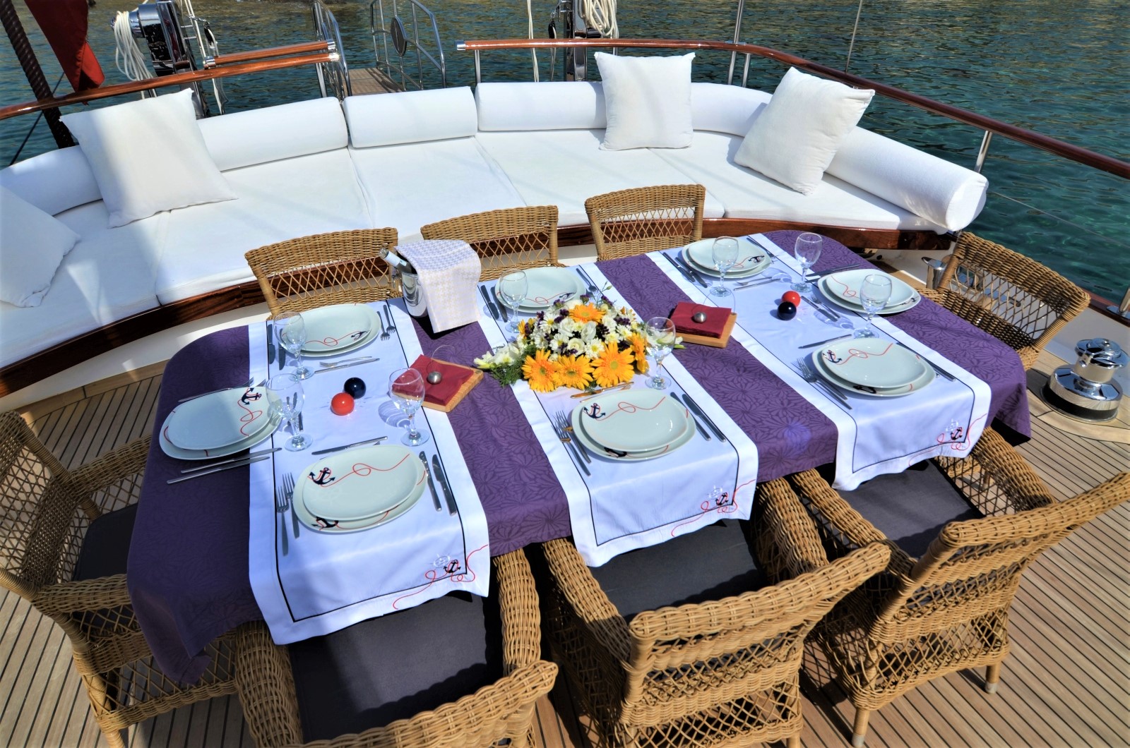 Dining on board Artemis in Turkey