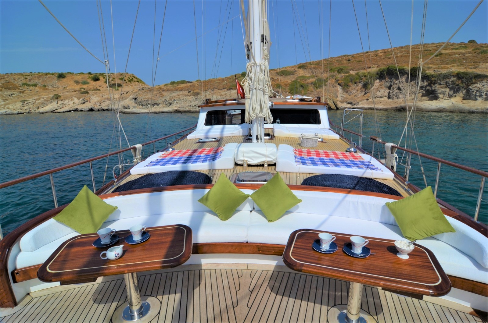Front deck area on board Artemis in Turkey