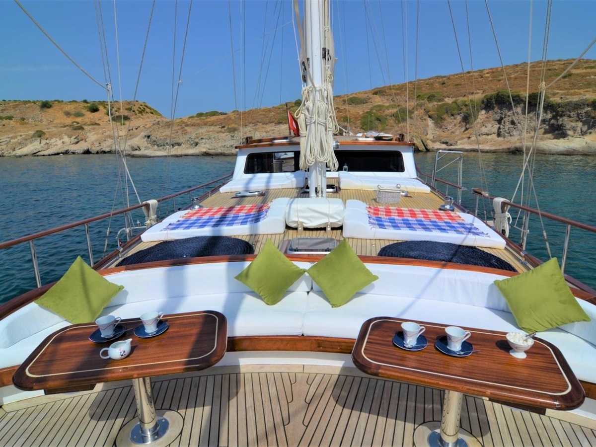 Front deck area on board Artemis in Turkey