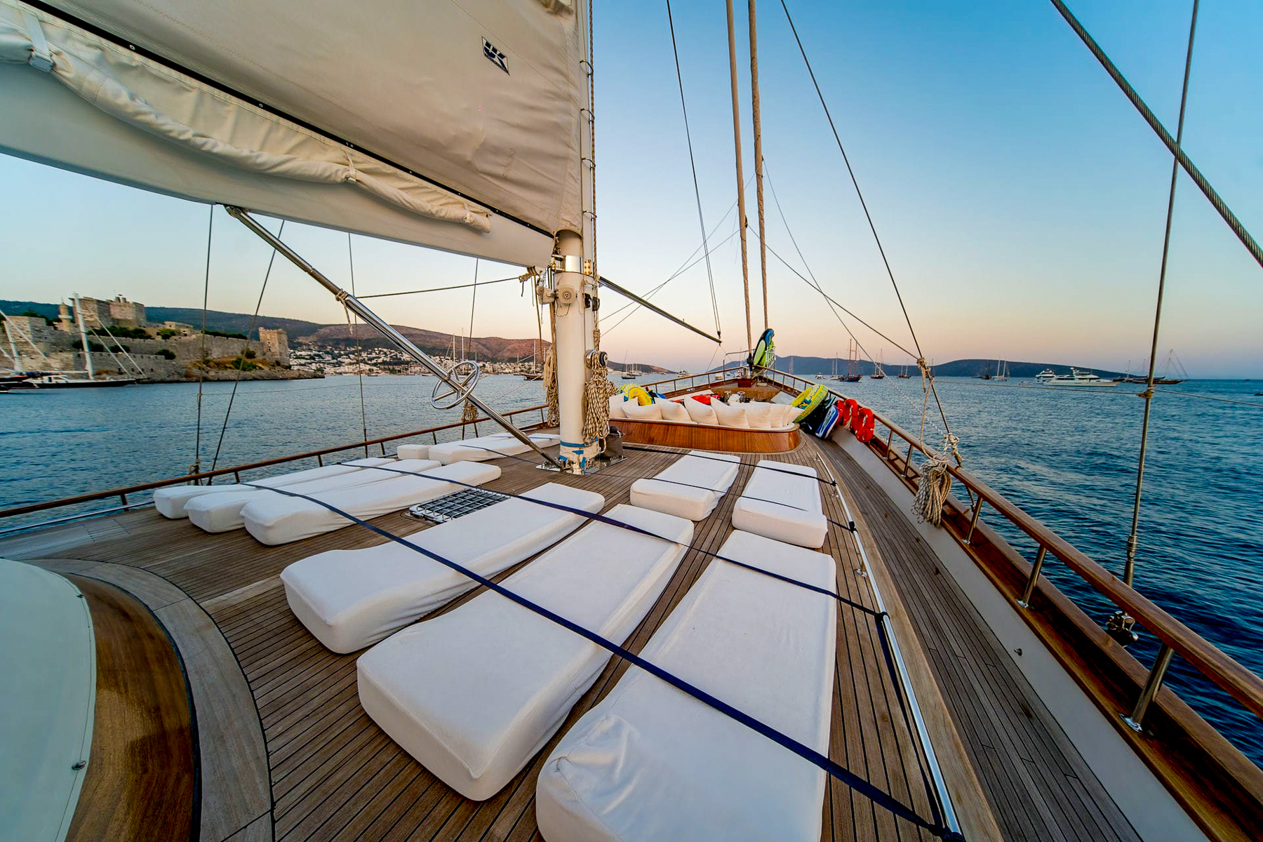 Loungers onboard the Babylon luxury gulet in Turkey