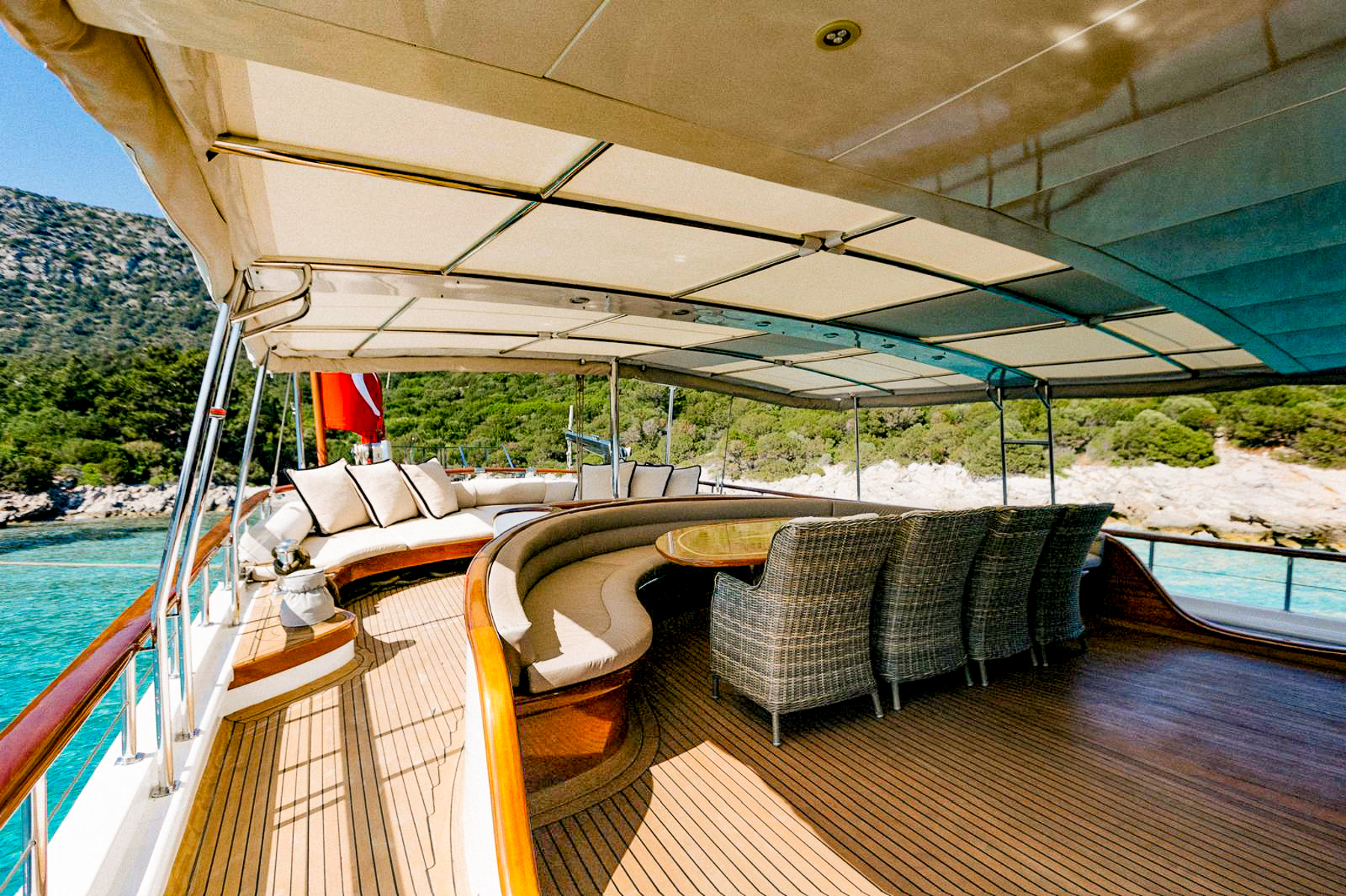 Alfresco dining area onboard the Caner IV luxury gulet in Turkey