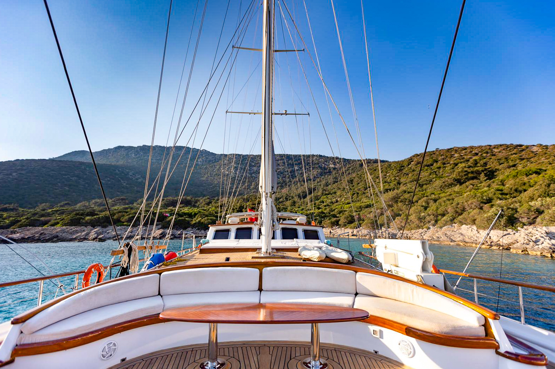 Sofas on the deck onboard the Caner IV luxury gulet in Turkey