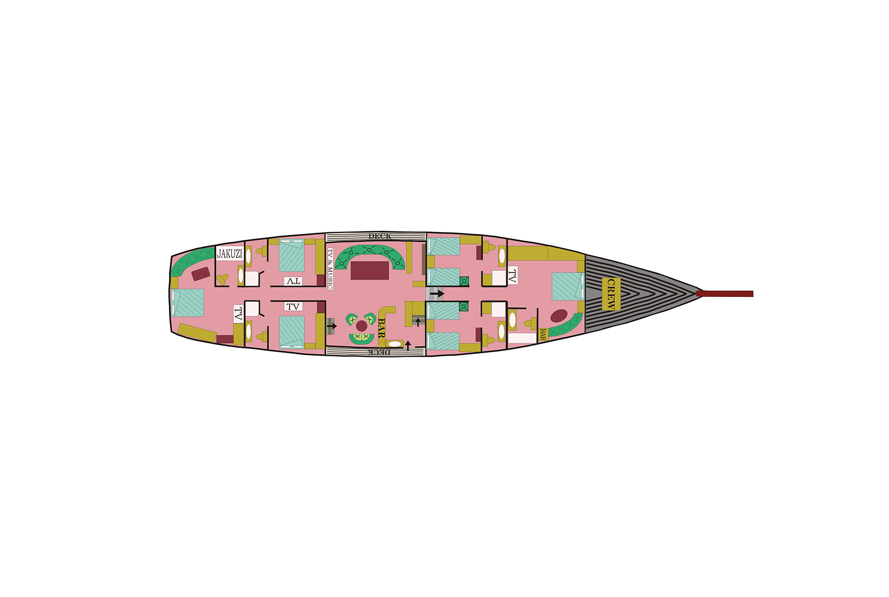 Deckplan of the Caner IV luxury gulet in Turkey