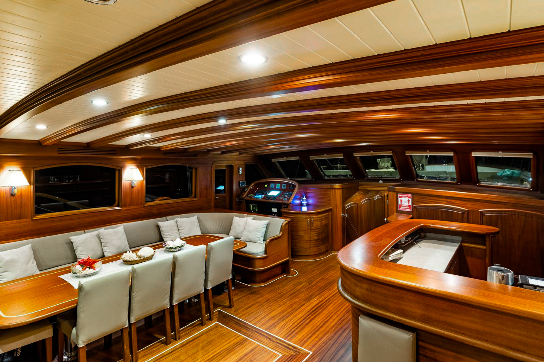 Saloon onboard the Caner IV luxury gulet in Turkey