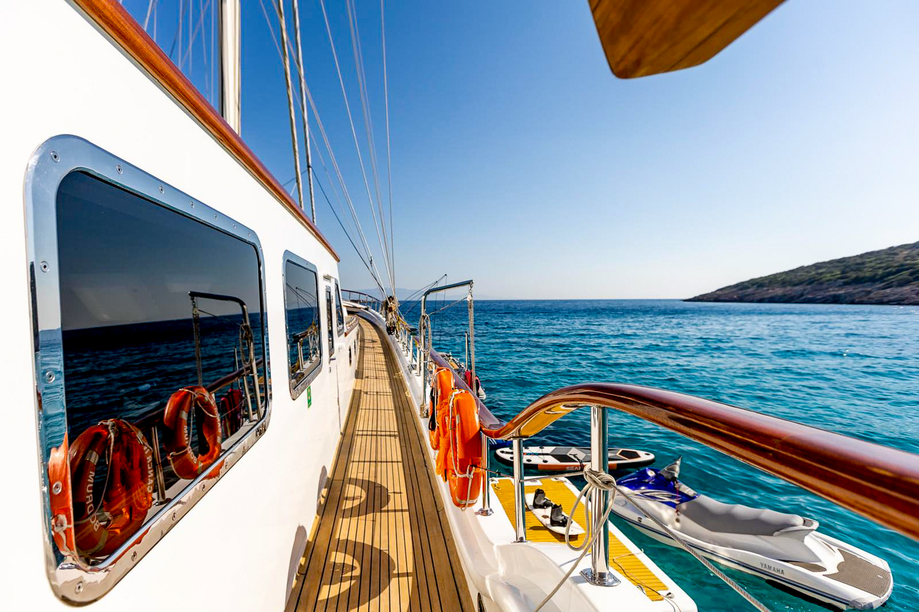 Side deck onboard the Caner IV luxury gulet in Turkey