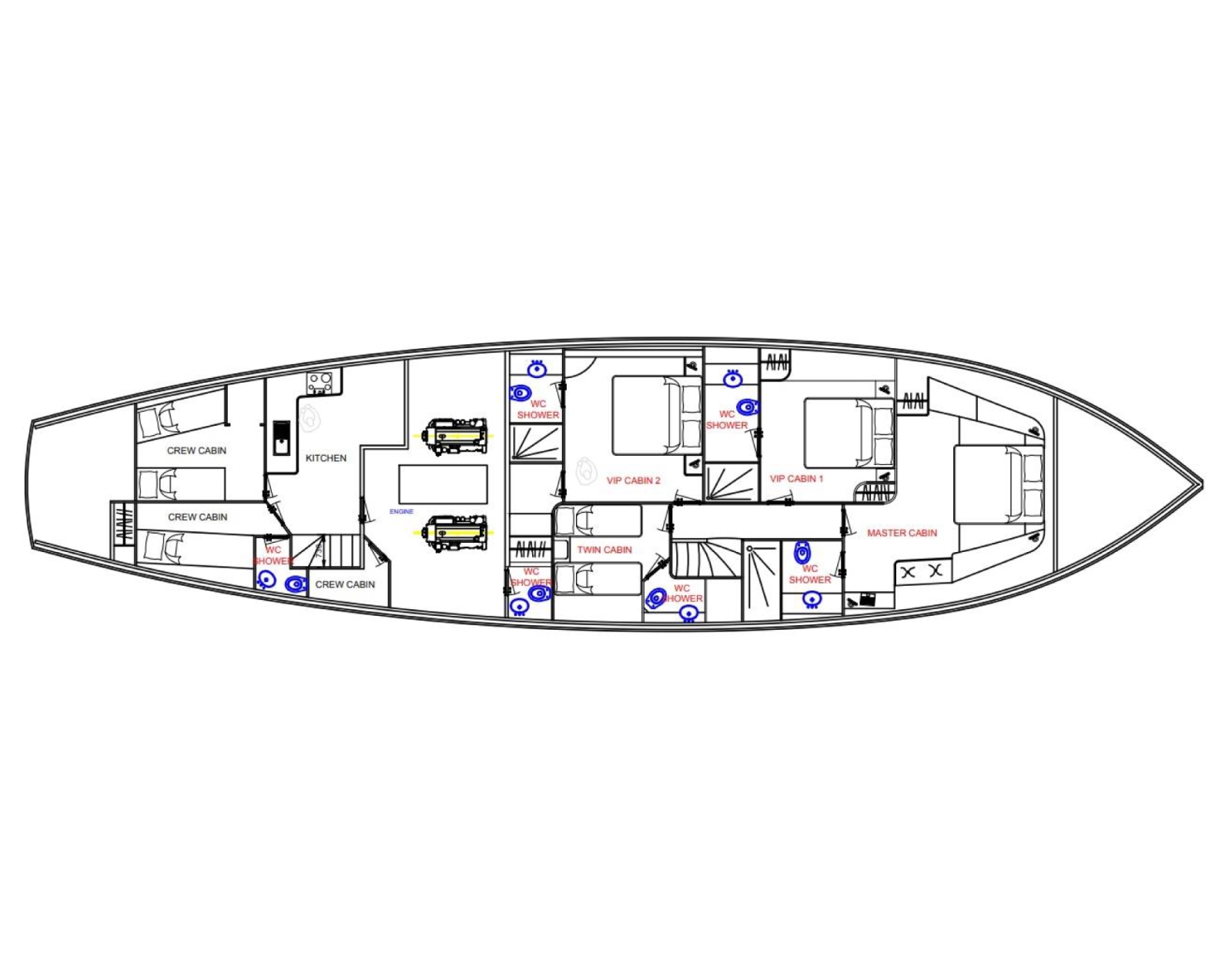 Deck plan onboard Caneren in Turkey