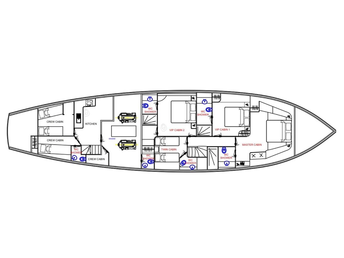 Deck plan onboard Caneren in Turkey