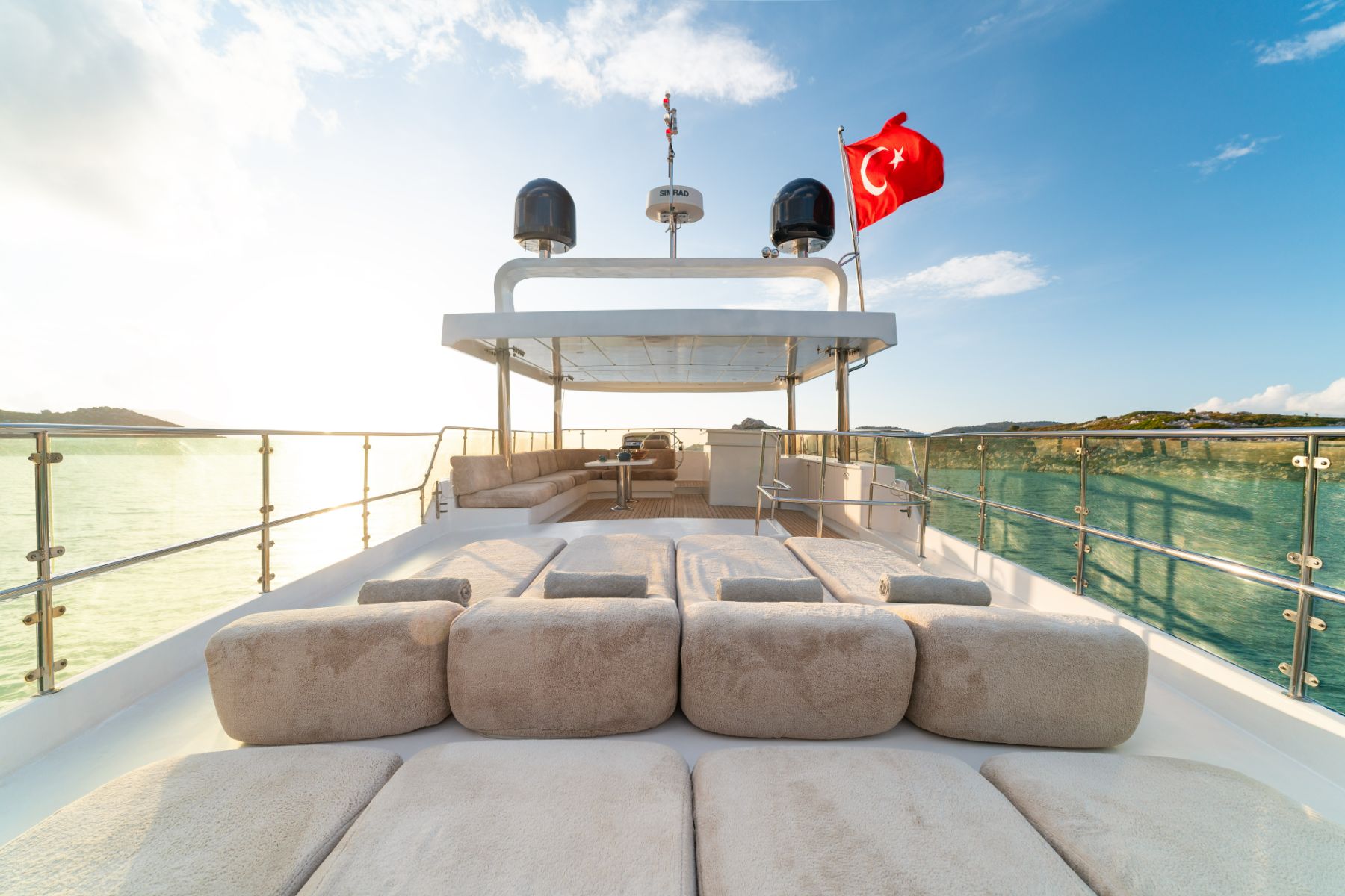 Loungers on the deck of the Caneren luxury gulet in Turkey