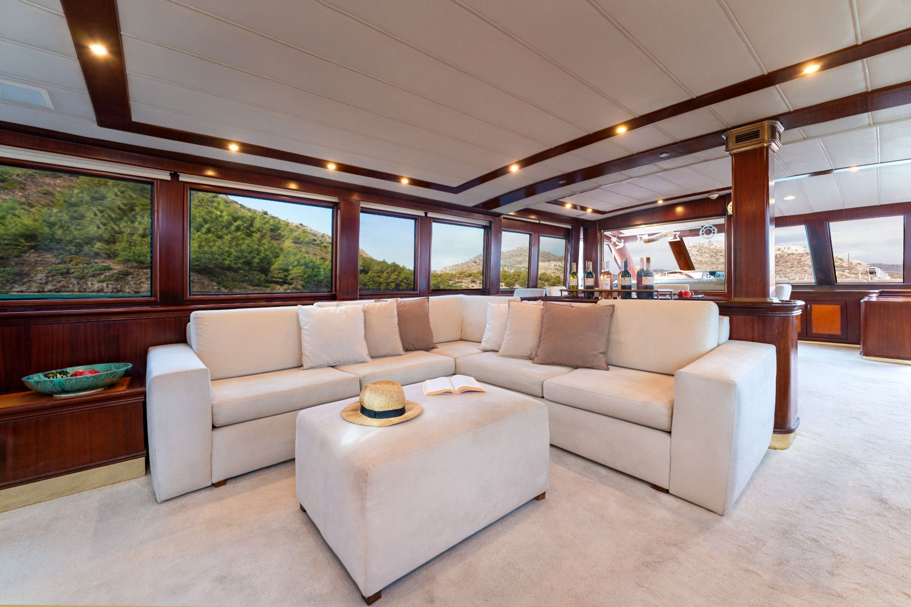 Saloon onboard the Caneren luxury gulet in Turkey