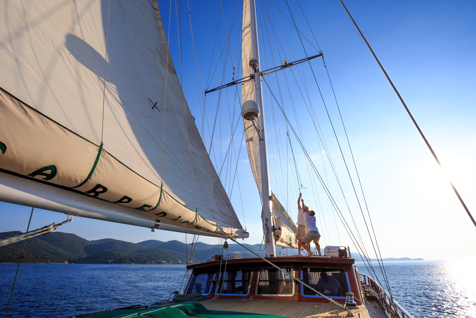 Sailors working on the luxury gulet Carpe Diem 7