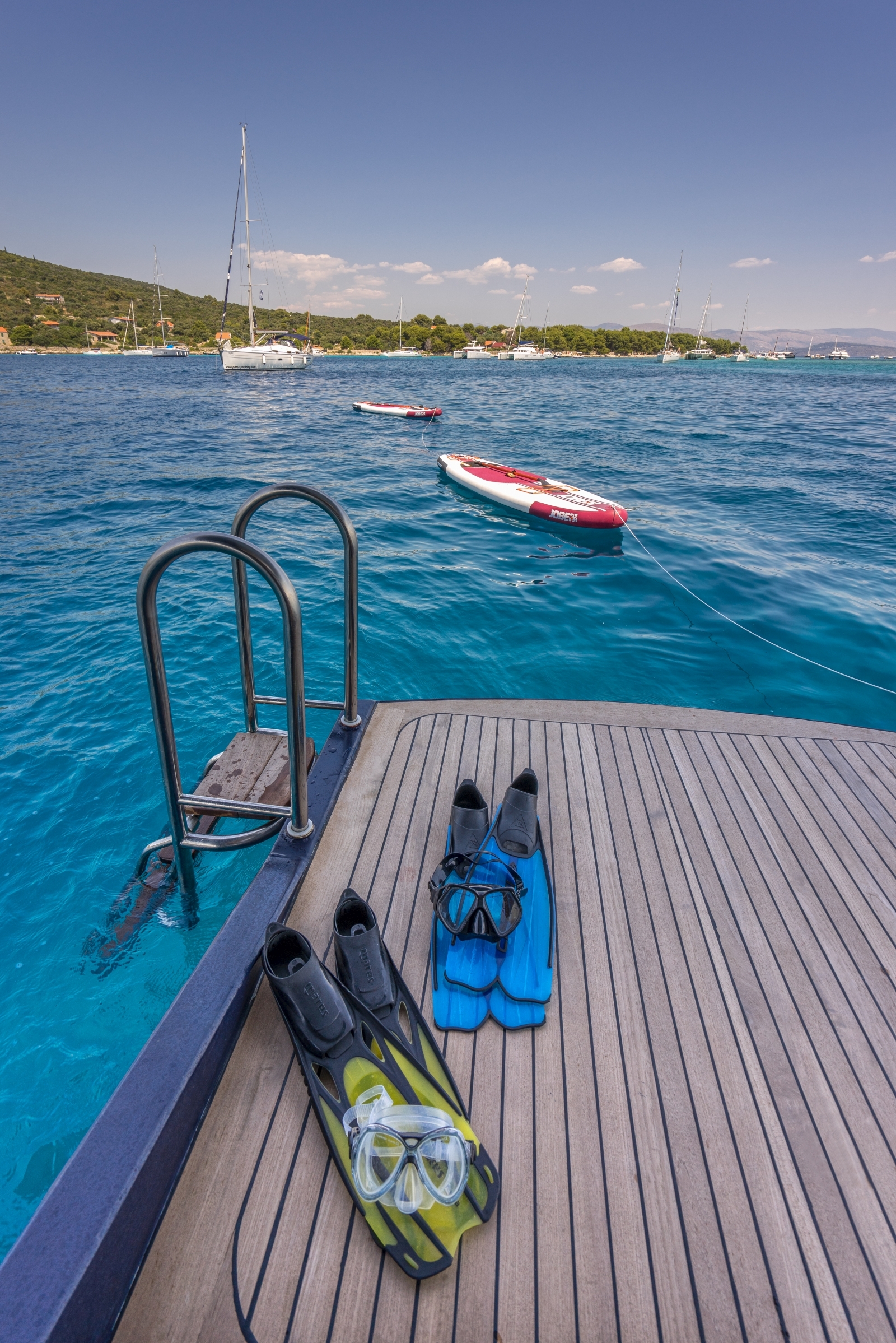Two sets of snorkelling fins onboard the luxury gulet Casablanca