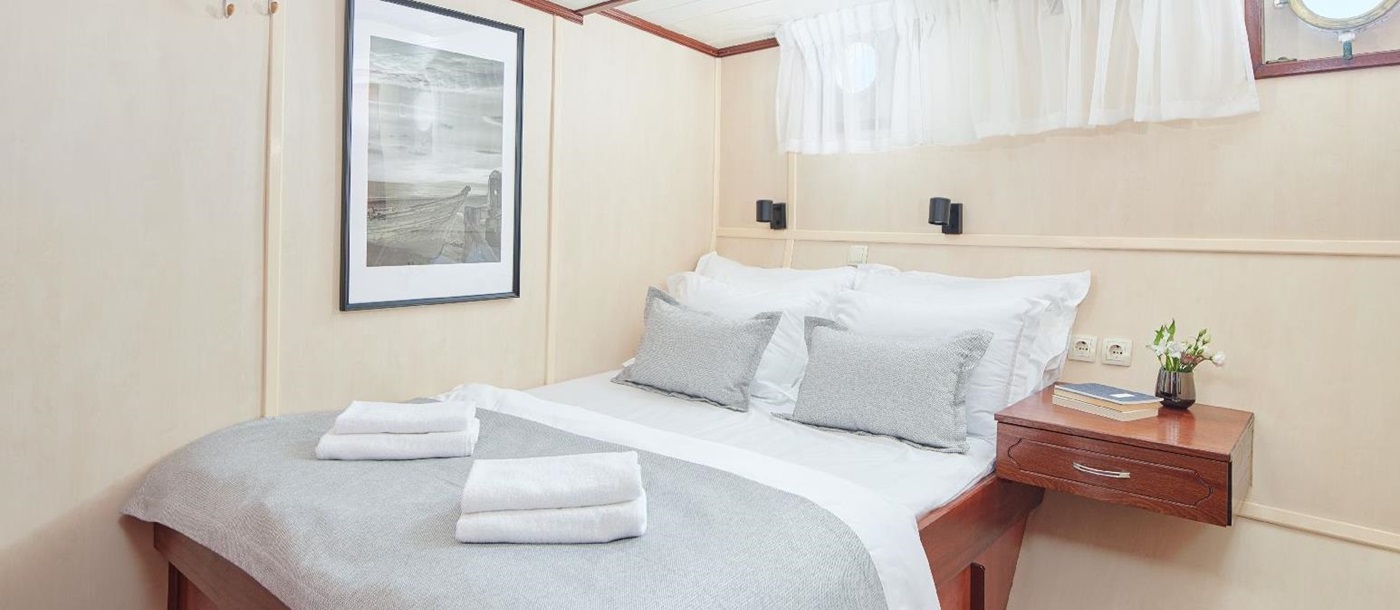 Light and airy cabin of the motor yacht Cataleya in Croatia