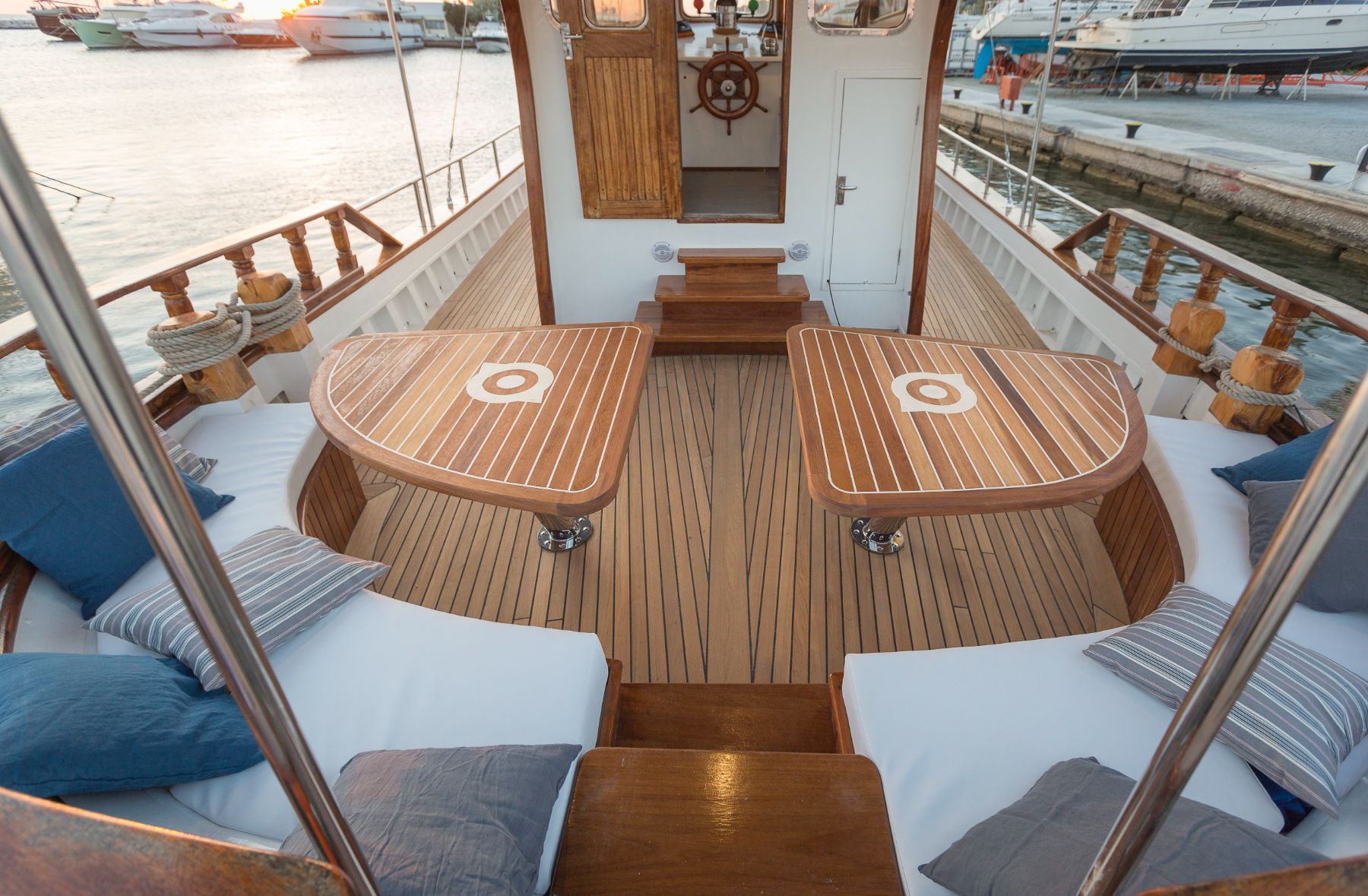 Alfresco lounge onboard the Cosmos luxury motor yacht in Greece