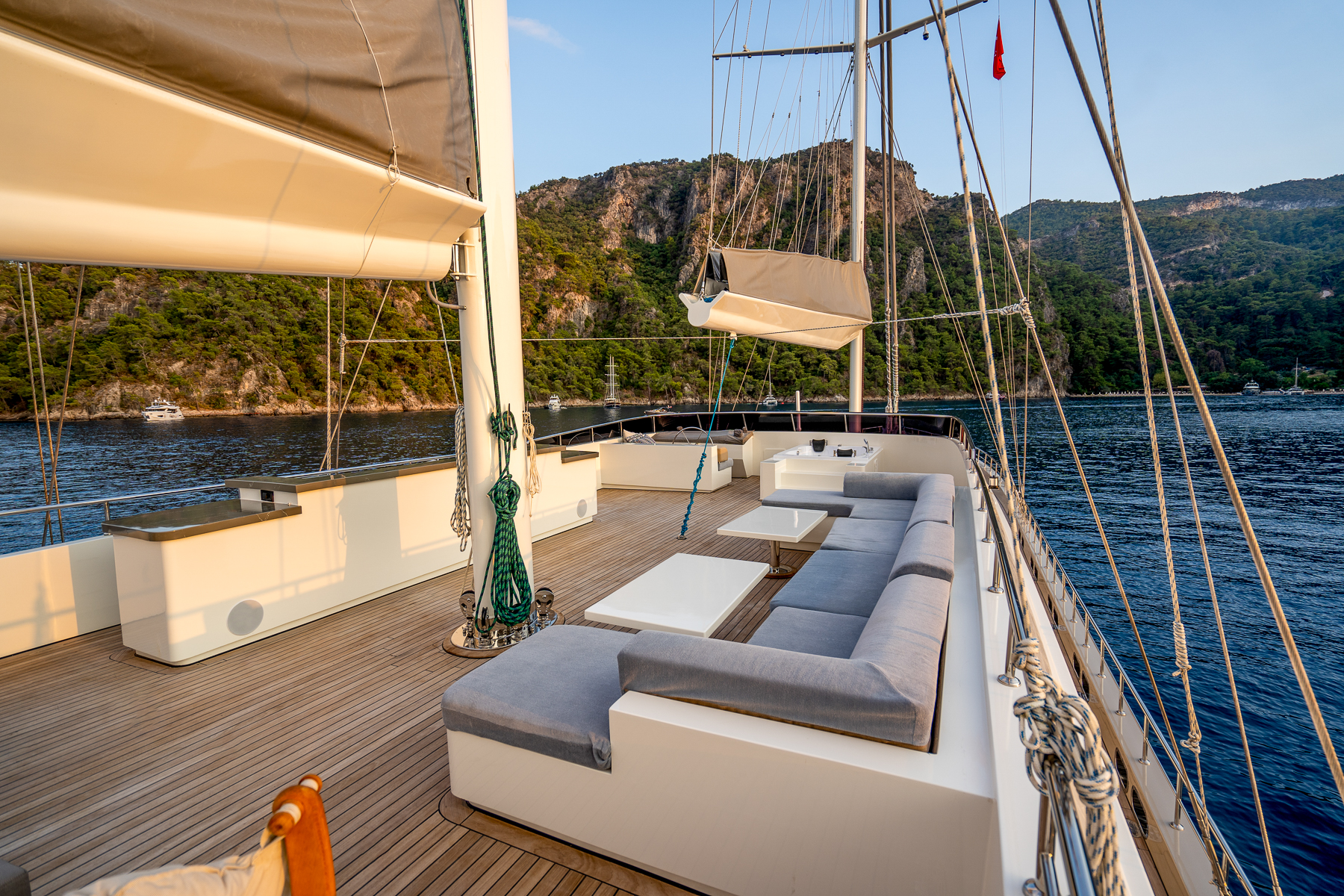 Alfresco lounge onboard the De Love luxury motor sailer in Turkey