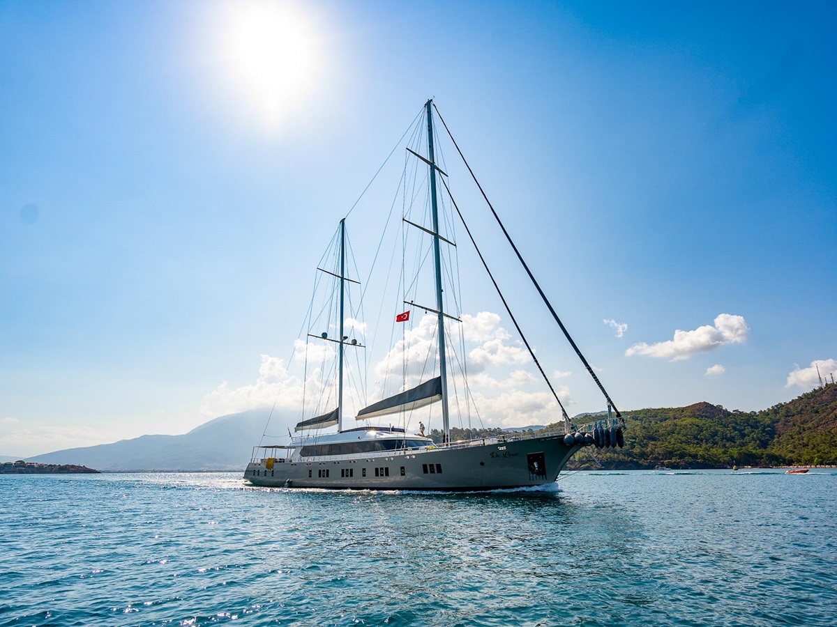 Exterior view of the De Love luxury motor sailer in Turkey