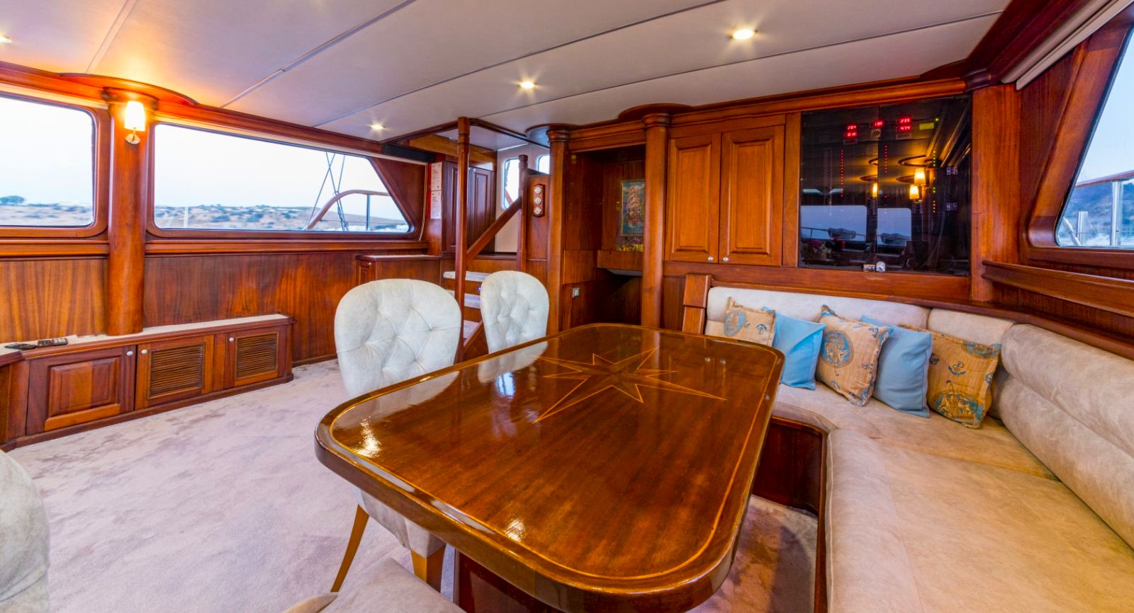 Interior saloon onboard the Dea Del Mare gulet in Turkey