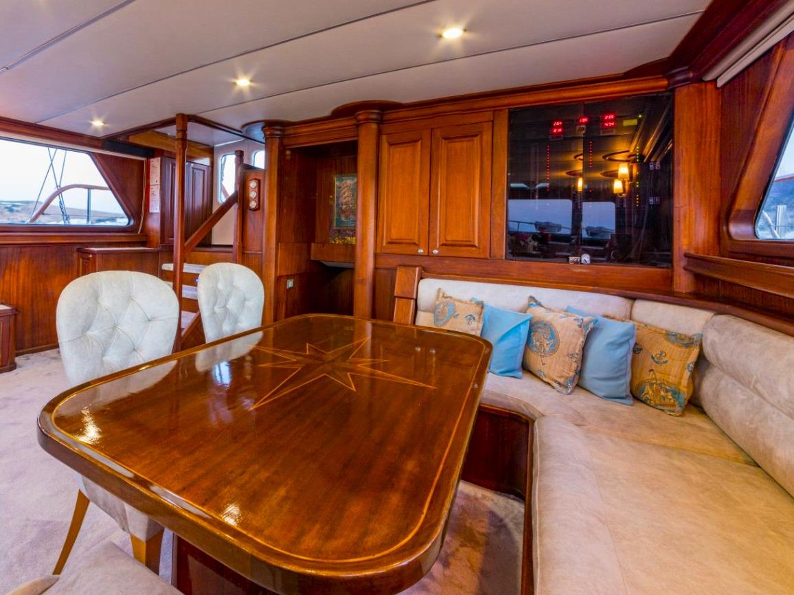 Interior saloon onboard the Dea Del Mare gulet in Turkey