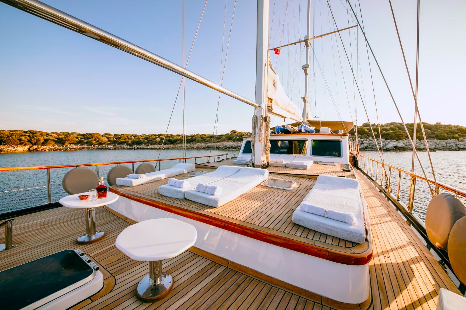 Upper deck of the Dea Del Mare gulet in Turkey