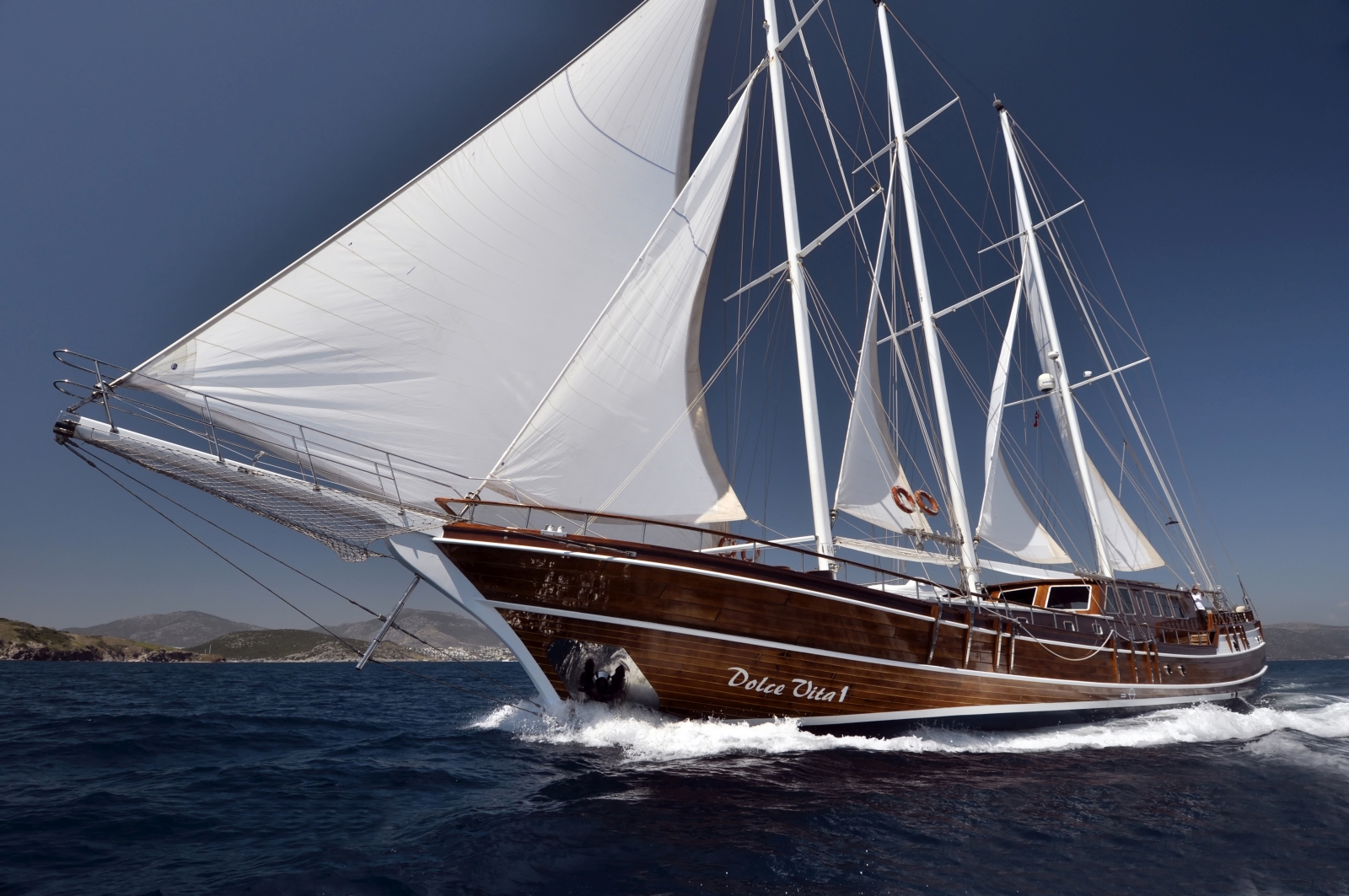 The elegant Dolce Vita gulet in full sail in Croatia