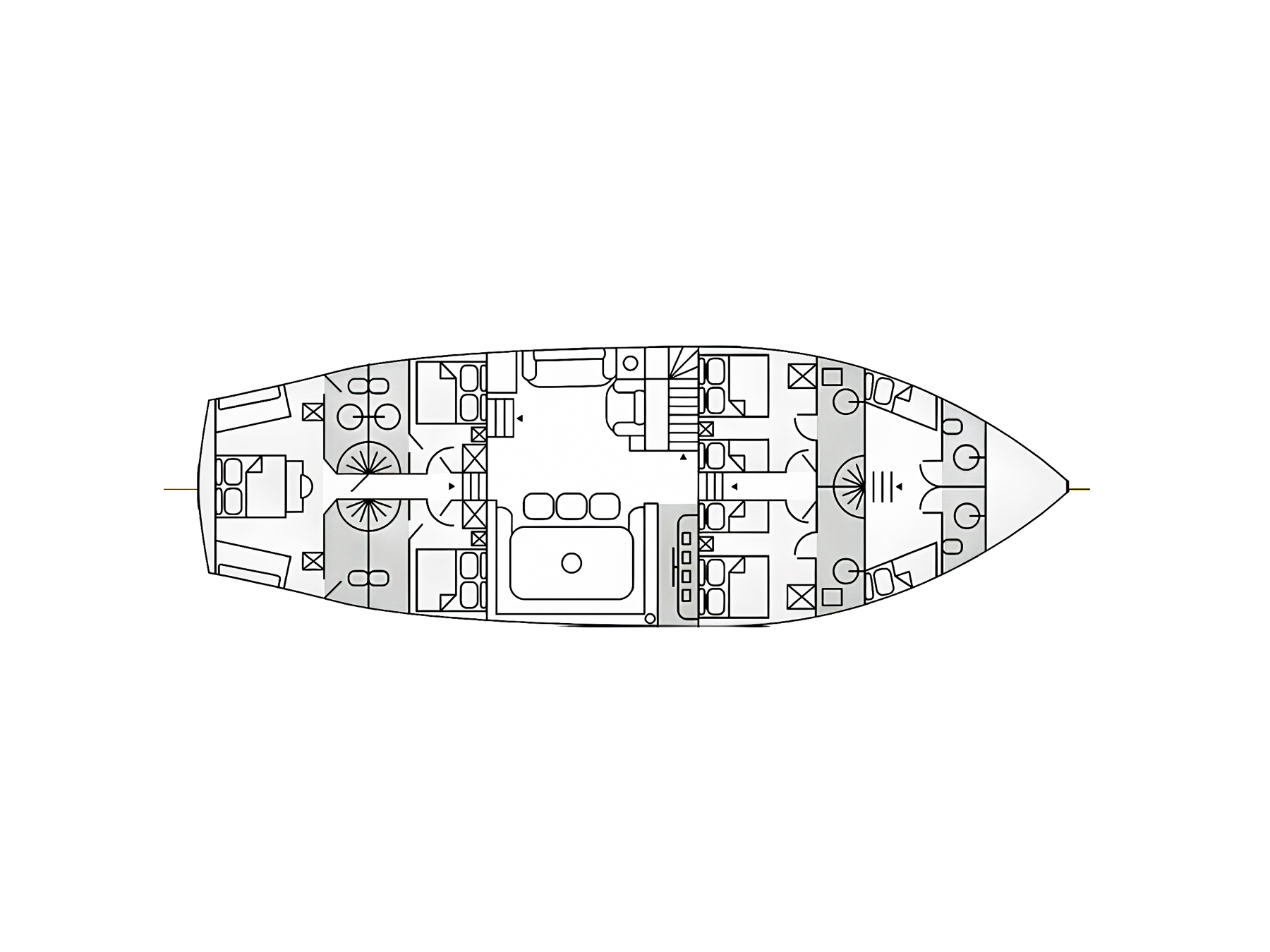 Deckplan of the DVI Marije luxury gulet in Italy