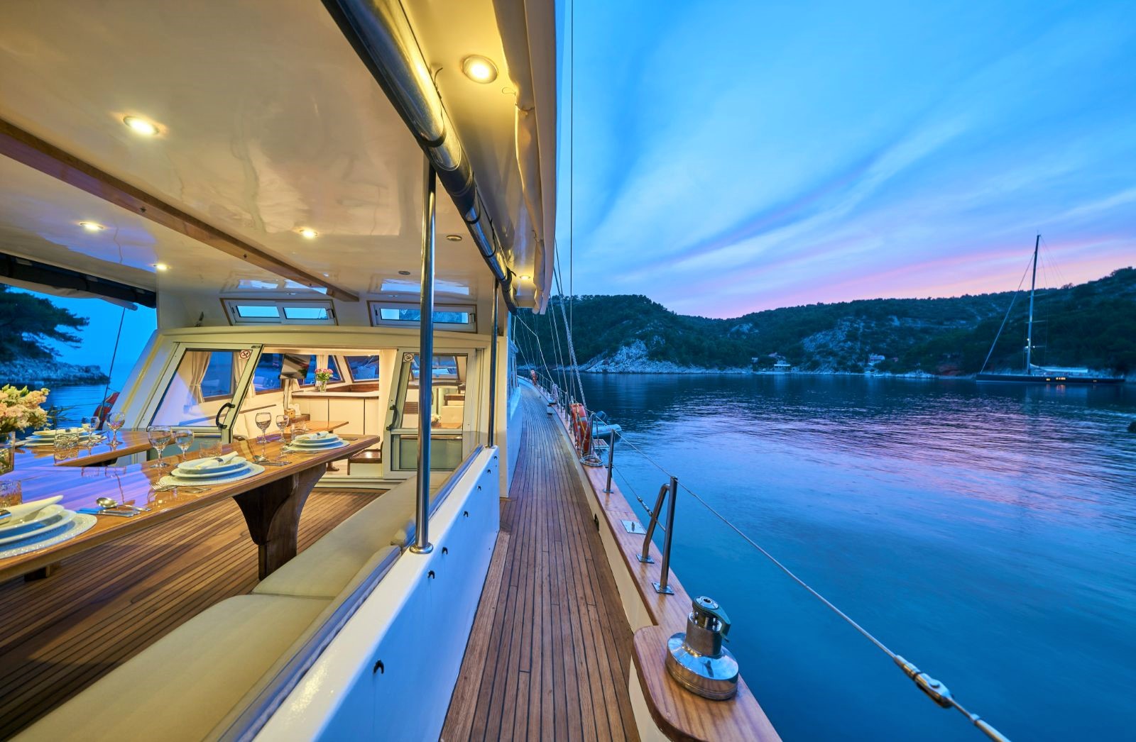 Side deck onboard the Fortuna gulet in Croatia