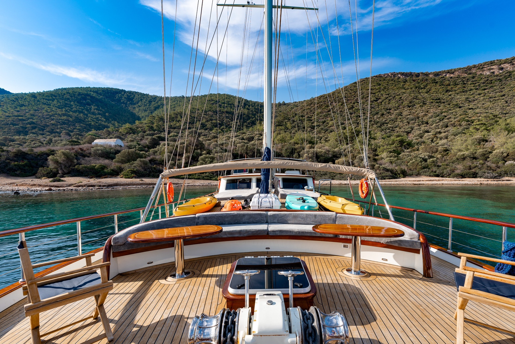 A selection of water toys on the deck of Gozdem the One luxury yacht in Turkey