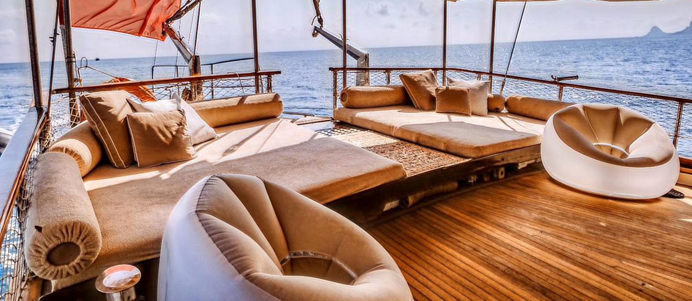 Deck lounge onboard the Hande gulet in Montenegro