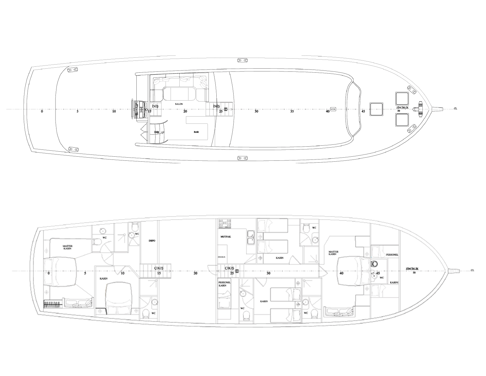 Deck plan of the Happy Days gulet in Turkey