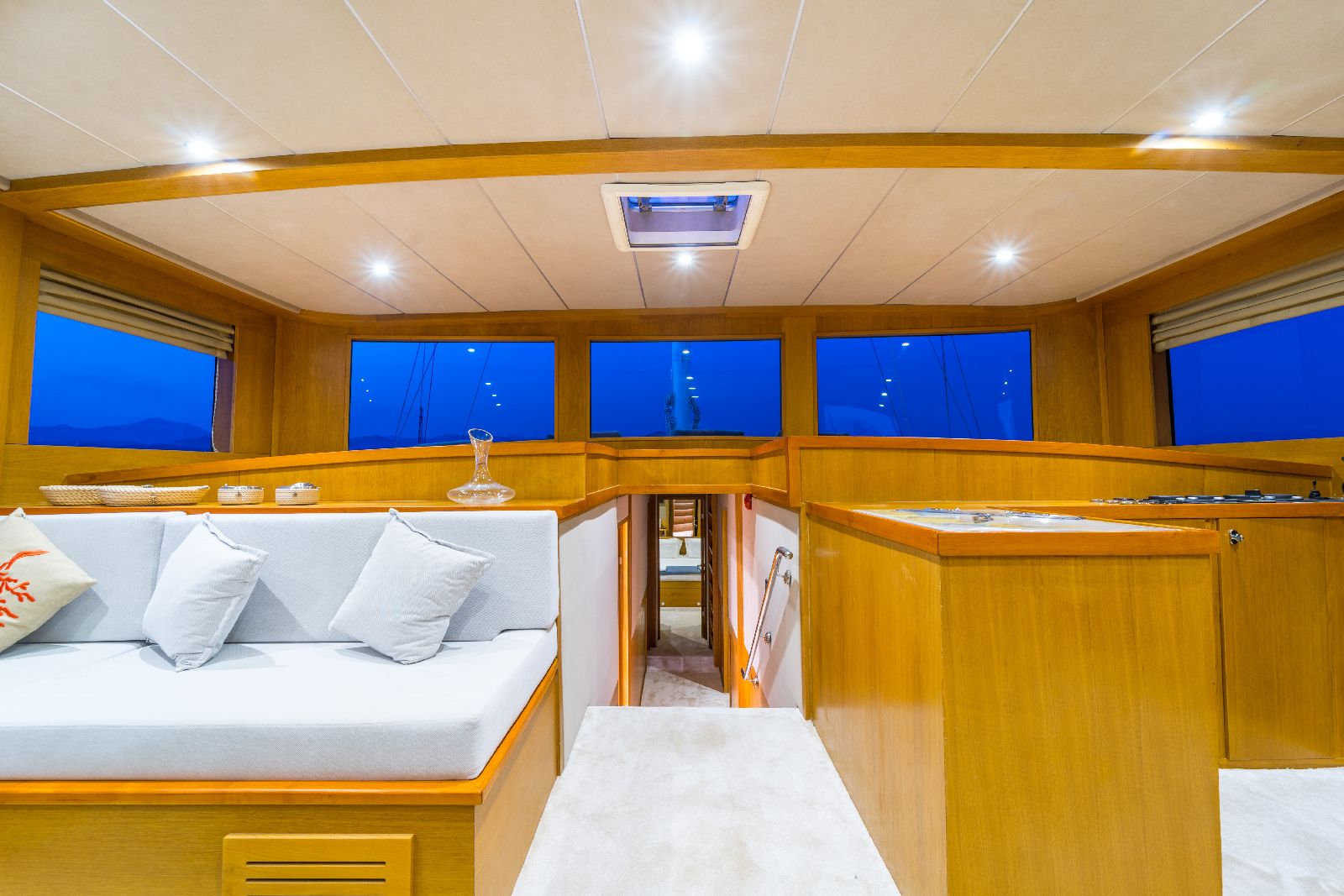 Interiors of the Happy Days gulet in Turkey