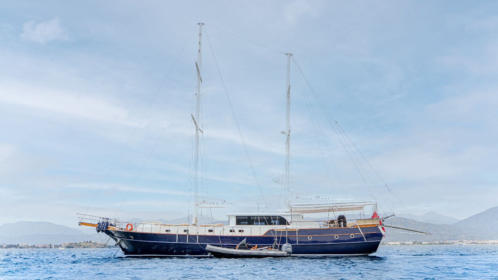TheHappy Days gulet at anchor on the Turkish coast