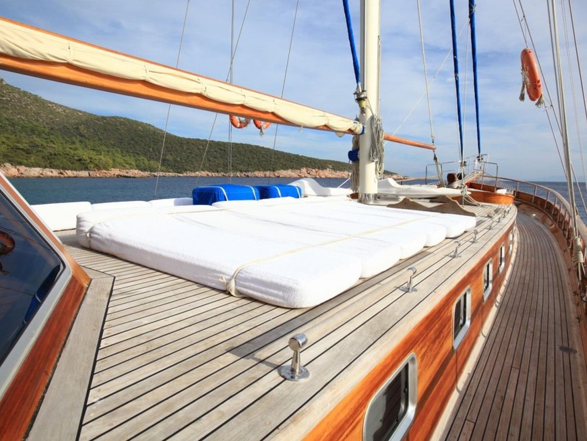 Sunbathing on board Kaya Guneri III