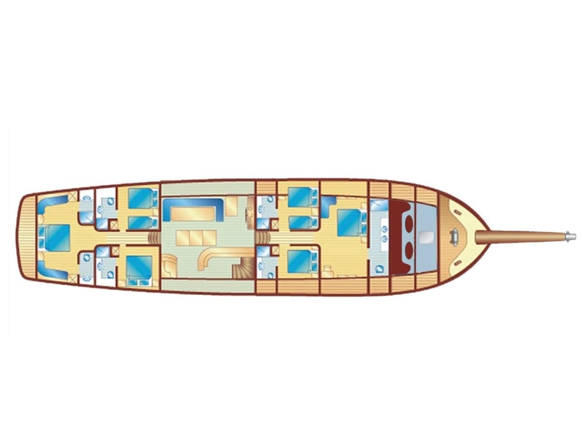 Deck plan onboard Kaya Guneri Plus in Turkey