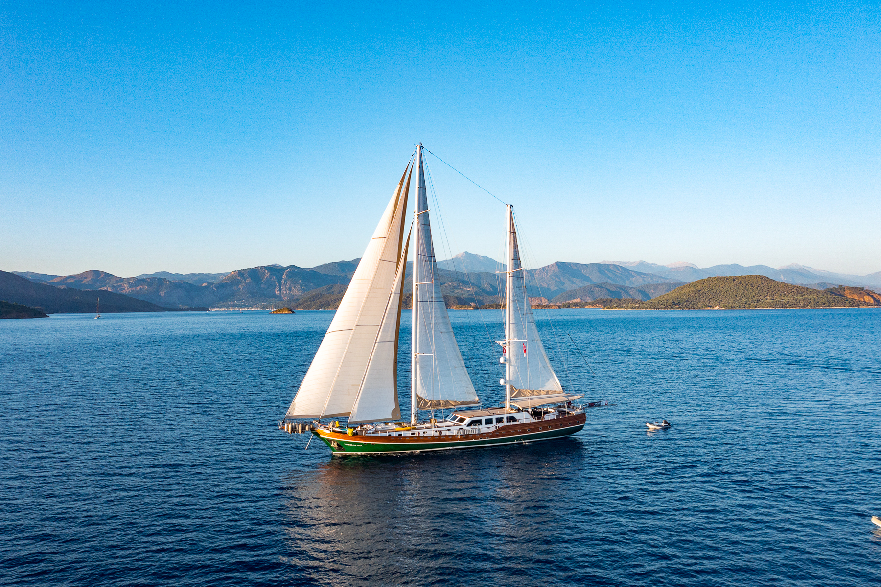 Exterior view of the La Bella Vita luxury yacht in Turkey