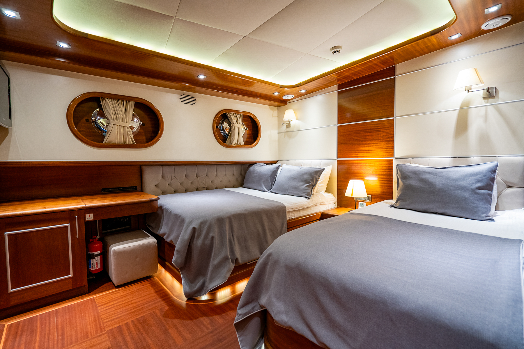 Triple bed cabin onboard the La Bella Vita luxury yacht in Turkey