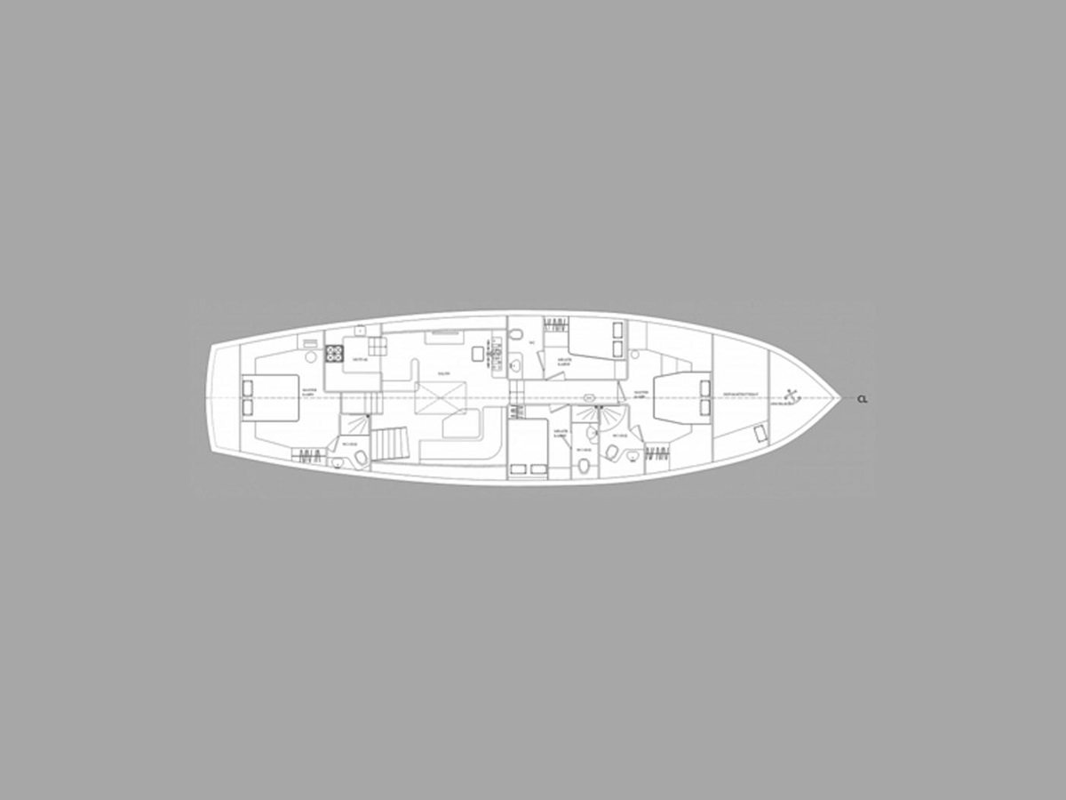 Deckplan of the Lady Freya luxury gulet in Turkey