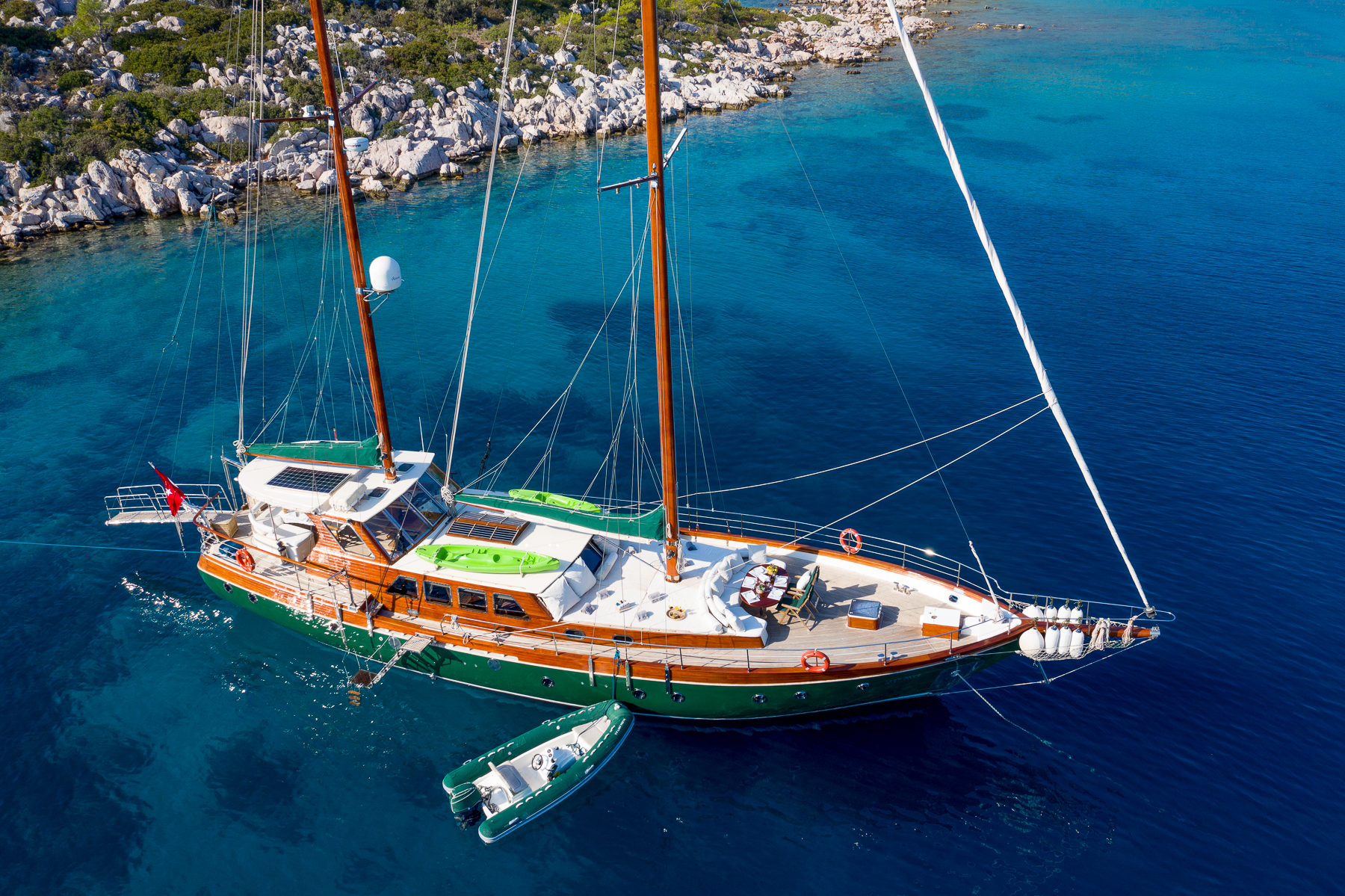 Exterior view of Lady Freya luxury gulet and tender in Turkey