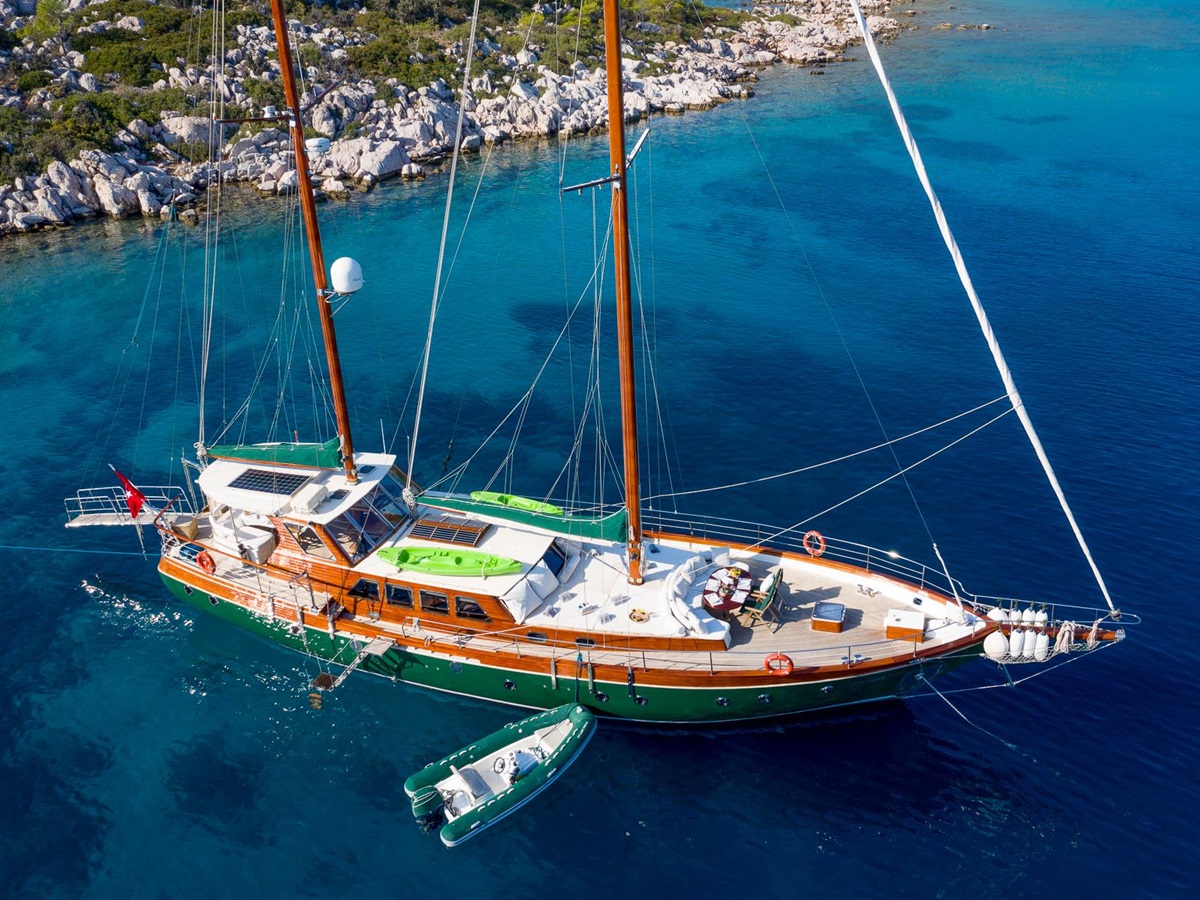 Exterior view of Lady Freya luxury gulet and tender in Turkey