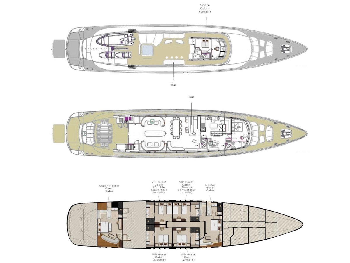 Deckplan of the Life is Good gulet in Croatia