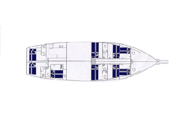 Deckplan of the gulet Lina in Croatia