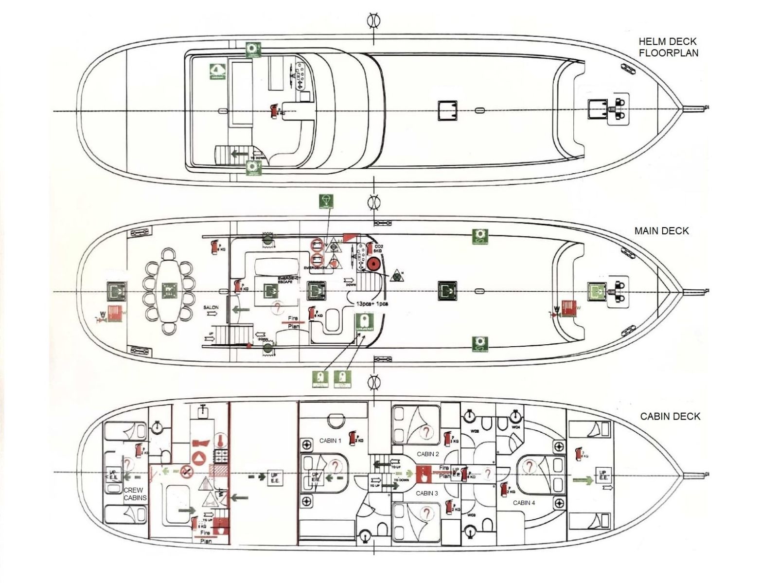 Deckplan of the Lotus gulet in Croatia