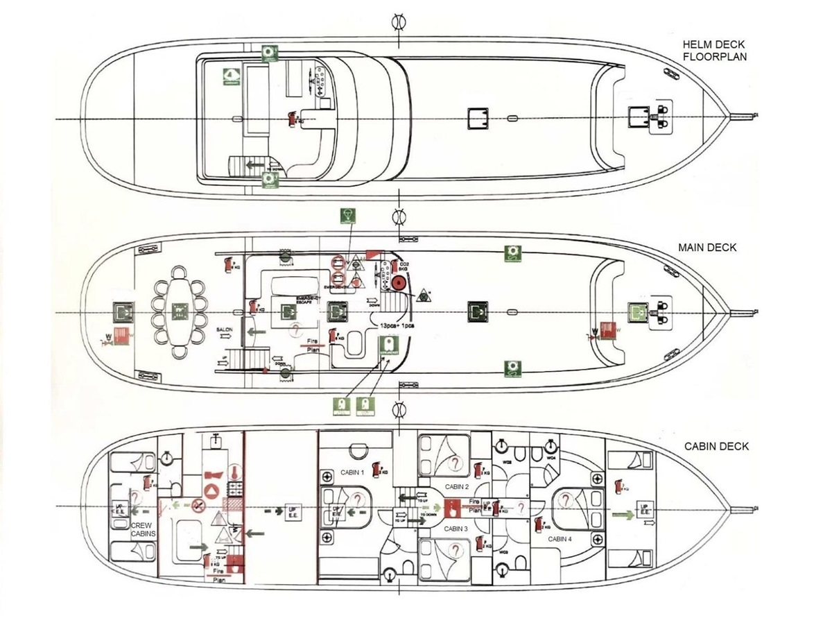 Deckplan of the Lotus gulet in Croatia