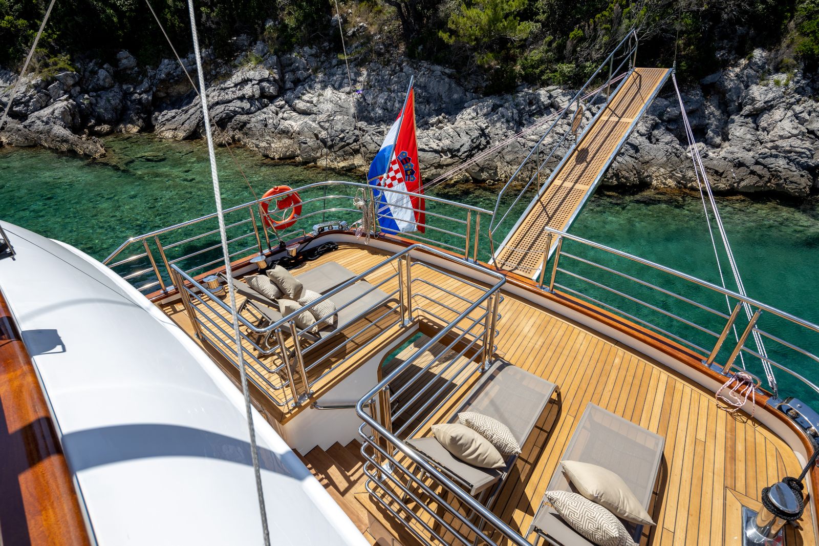 Loungers on the rear deck of the Love Story gulet in Croatia