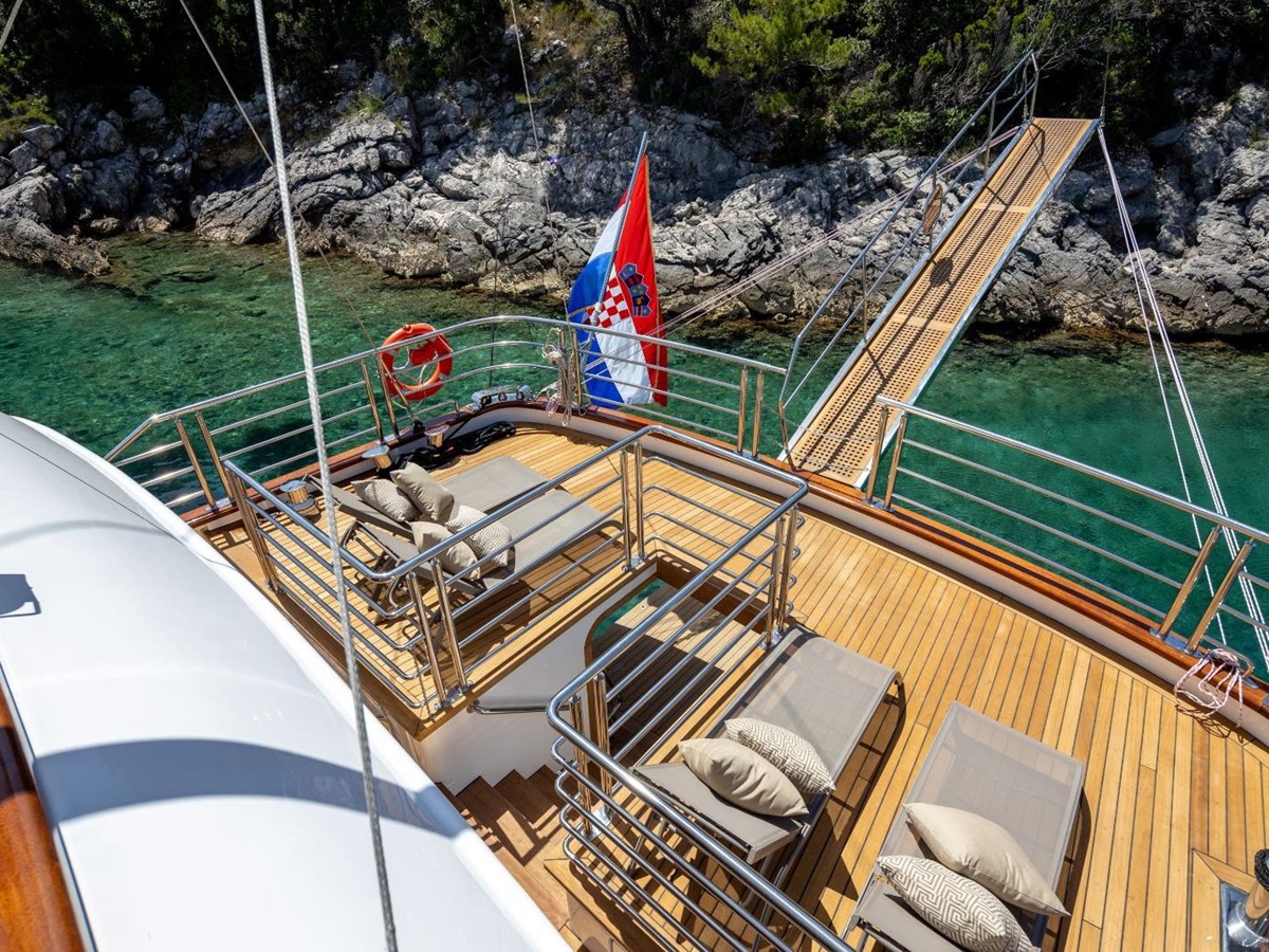 Loungers on the rear deck of the Love Story gulet in Croatia