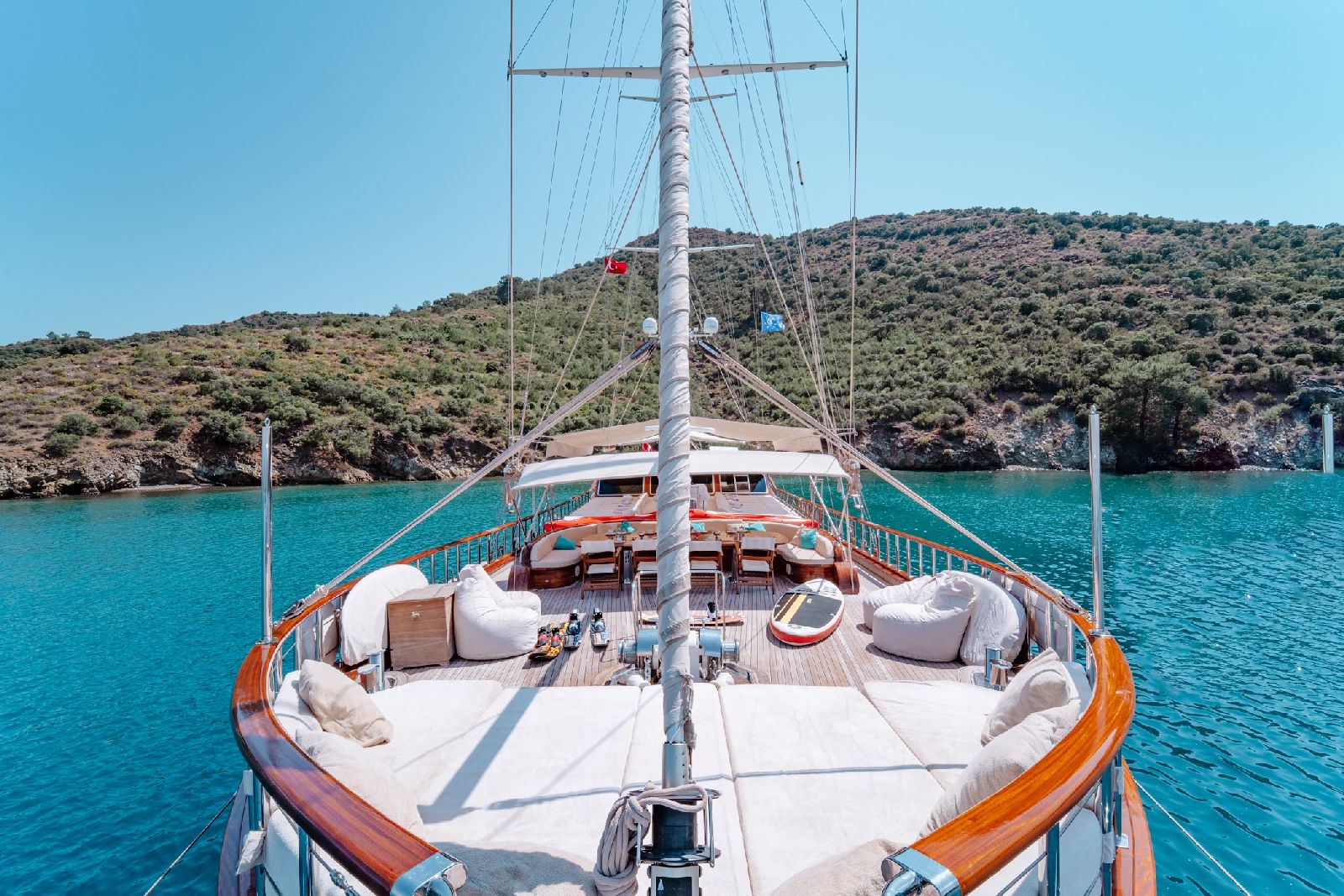 Lounge area on the deck of the Lycian Queen gulet in Turkey