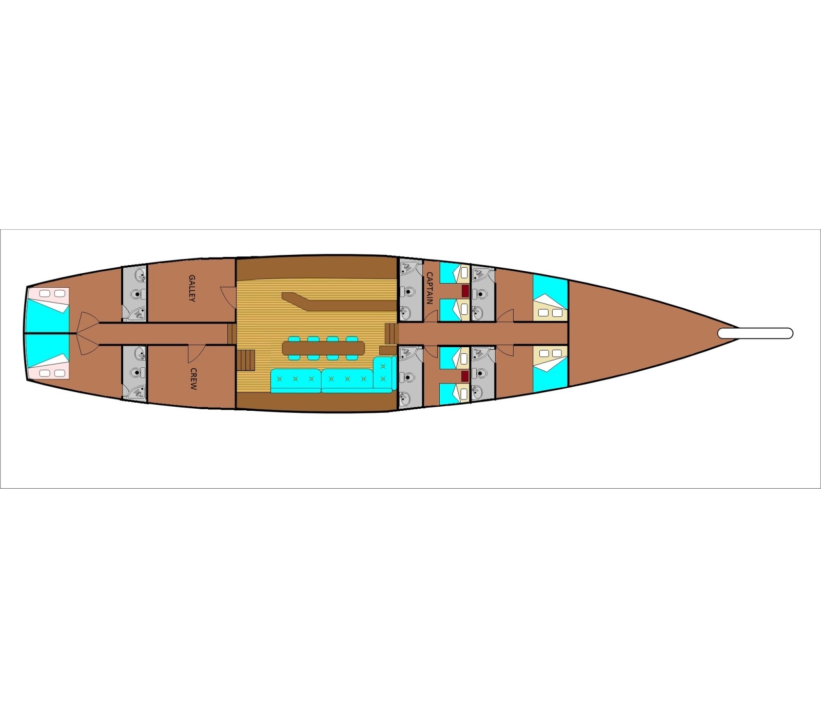 Deckplan of luxury gulet Malena