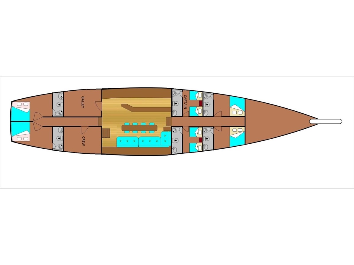 Deckplan of luxury gulet Malena