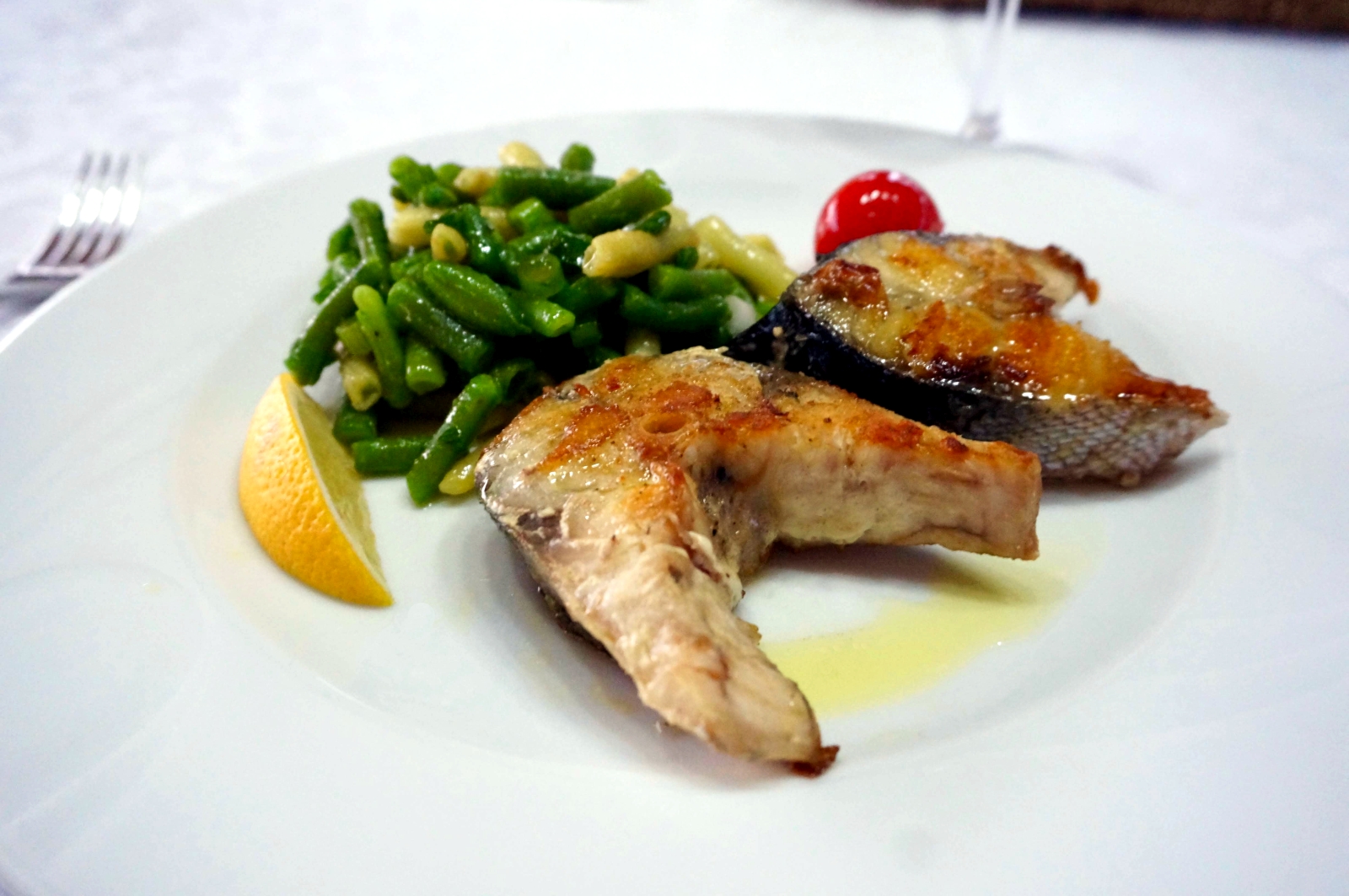Grilled fish for dinner onboard the luxury gulet Malena