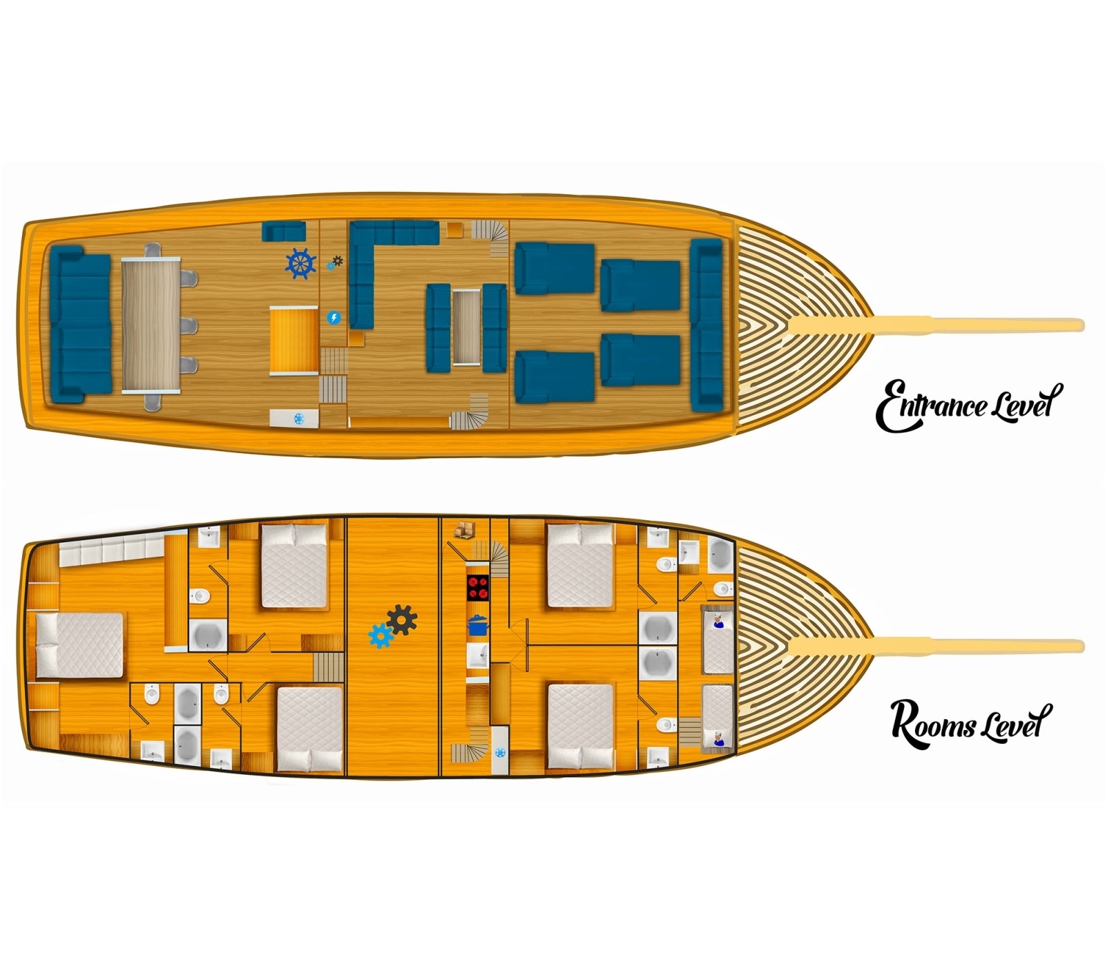 Deckplan of the luxury gulet Maske